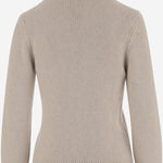 MAGLIONE IN CASHMERE CON COLLO ALTO E ORLO A ONDE 314925 BEIGE MAGDA BUTRYM 