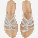 SANDALI IN PELLE CON STRASS TASO SILVER KIMA 