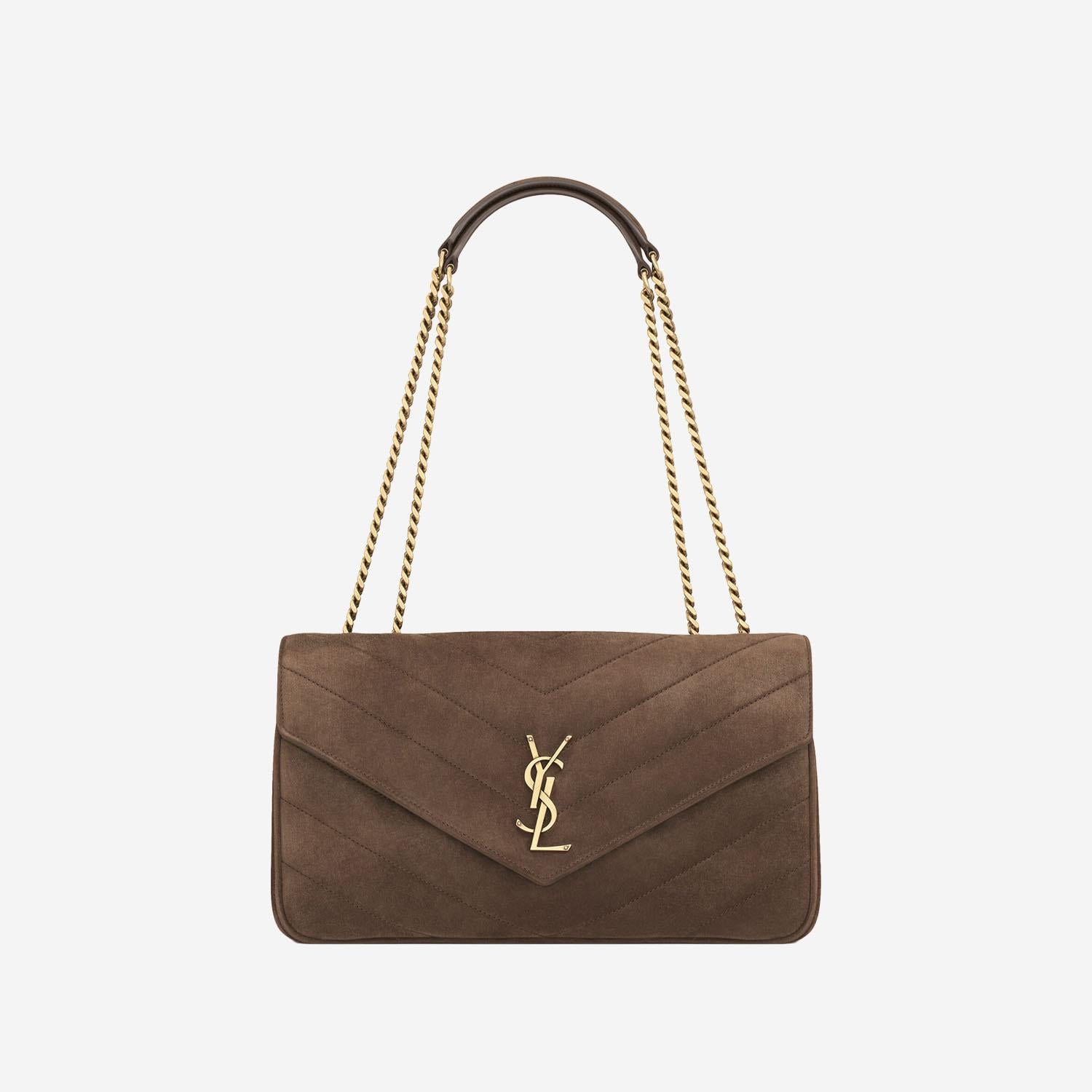 BORSA LOULOU MEDIA IN MATELASSÉ SUEDE 801439 AAEY62358 SAINT LAURENT 