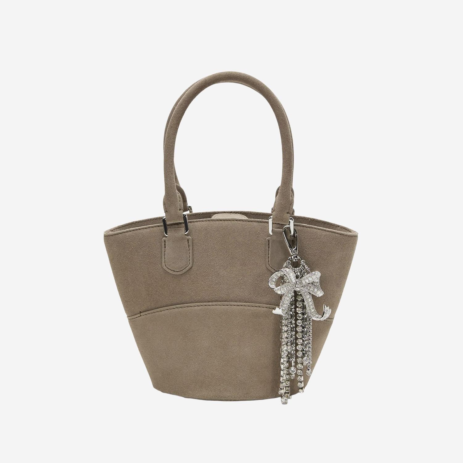 BORSA IN PELLE SCAMOSCIATA CON CIONDOLI PF25314BGR GREY SELF PORTRAIT 