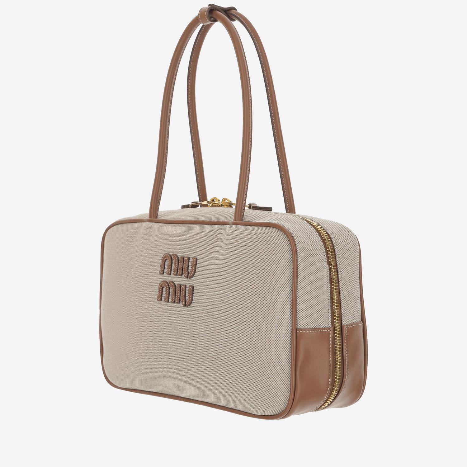 BORSA BEAU IN CANVAS E PELLE 5BB163 ACRNF062F MIU MIU 