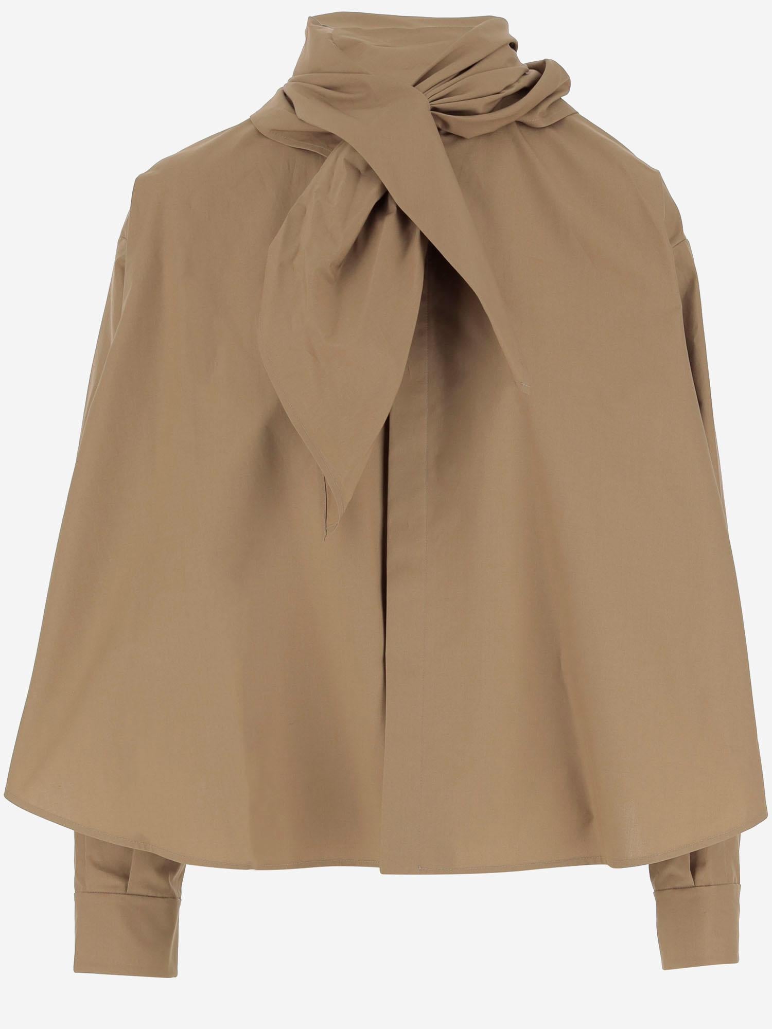 CAMICIA IN COTONE CON FIOCCO 6252K21103 OCHRE CARVEN 