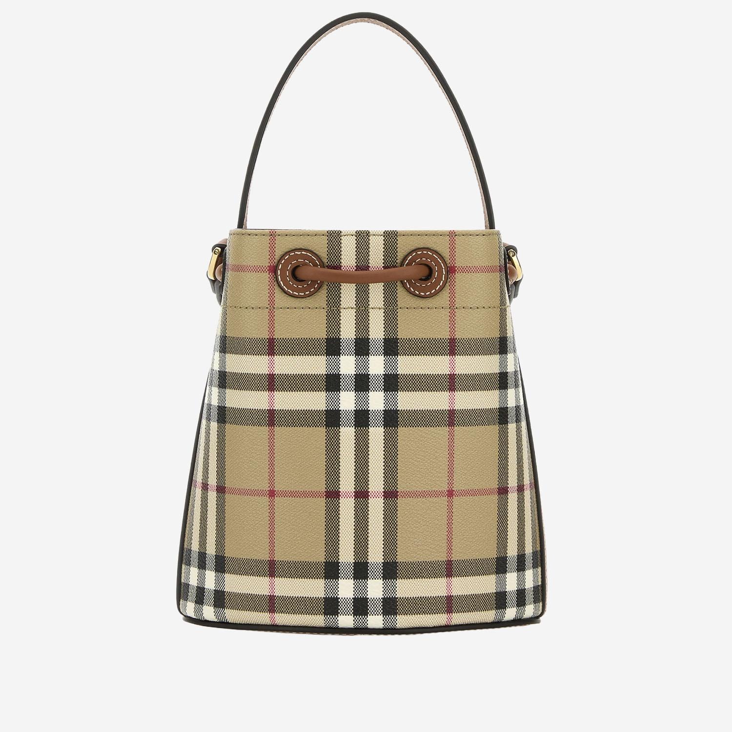 BORSA BUCKET CON MOTIVO CHECK 8109794 VNTGCHKBRIARBROWN BURBERRY 