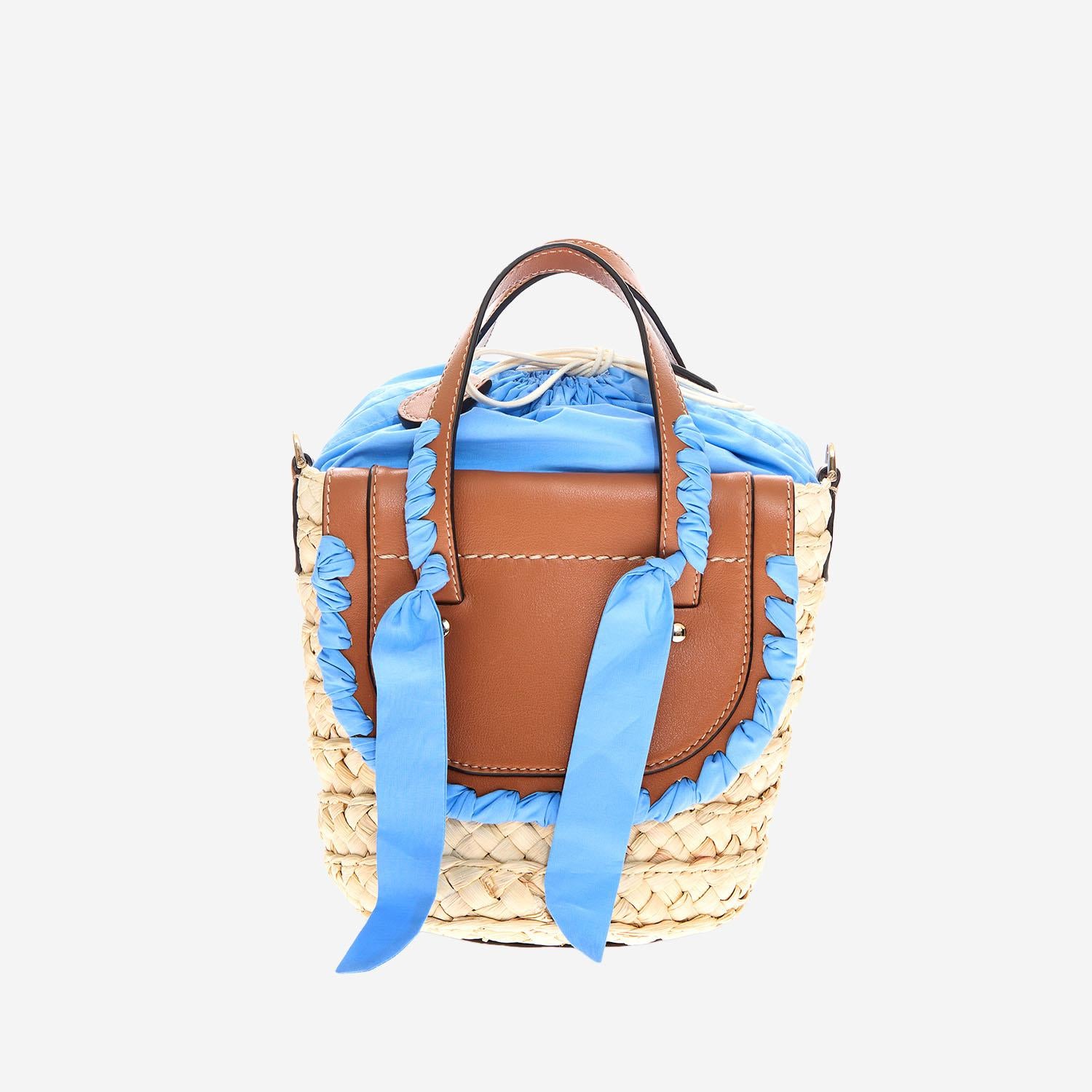 BORSA HABANERA IN PELLE E RAFIA HABANERAPOPELINE CIELO CUBA LAB 