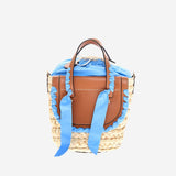 BORSA HABANERA IN PELLE E RAFIA HABANERAPOPELINE CIELO CUBA LAB 