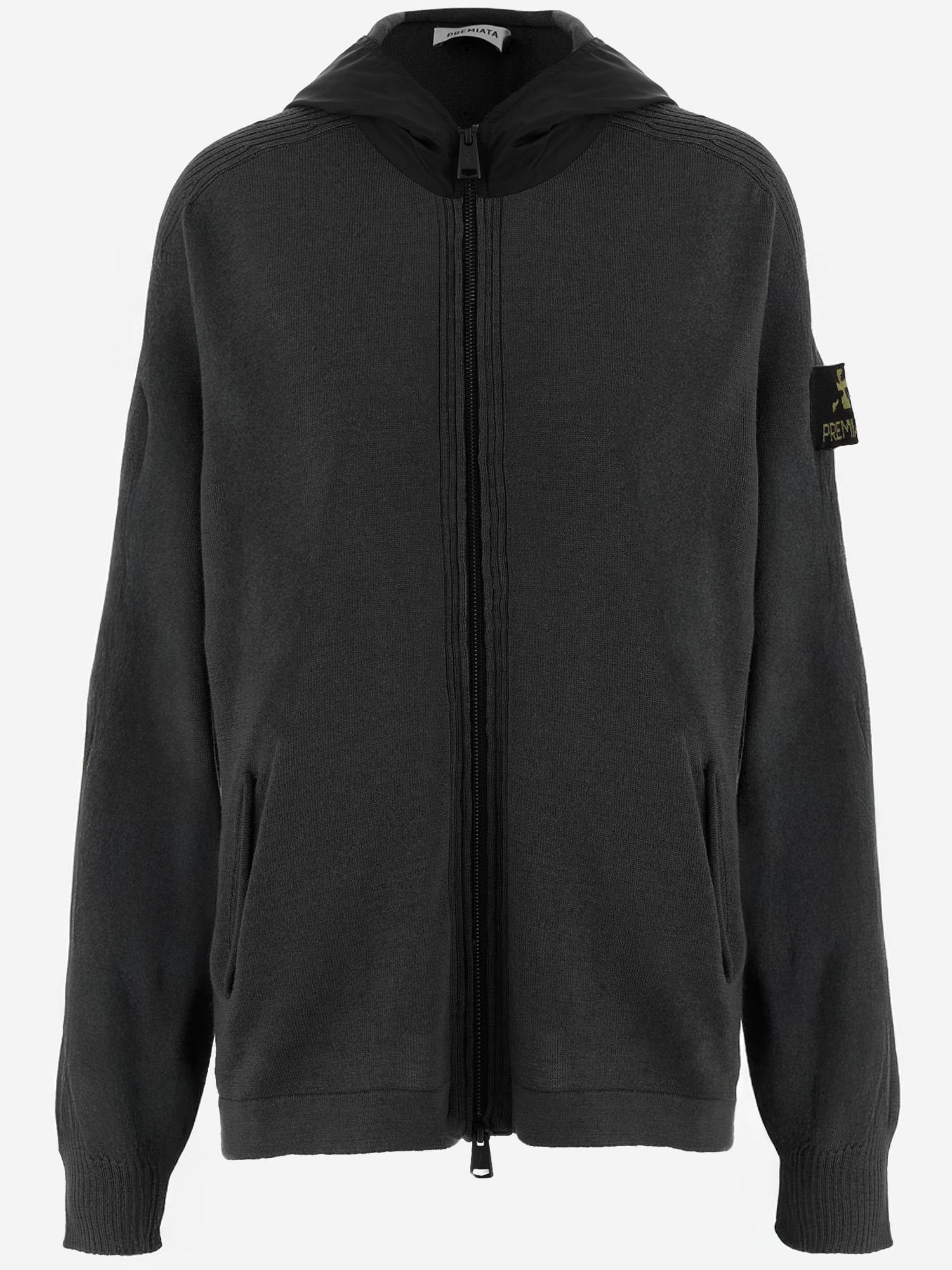 FELPA CON ZIP IN LANA MERINO PMG28 BLACK PREMIATA 