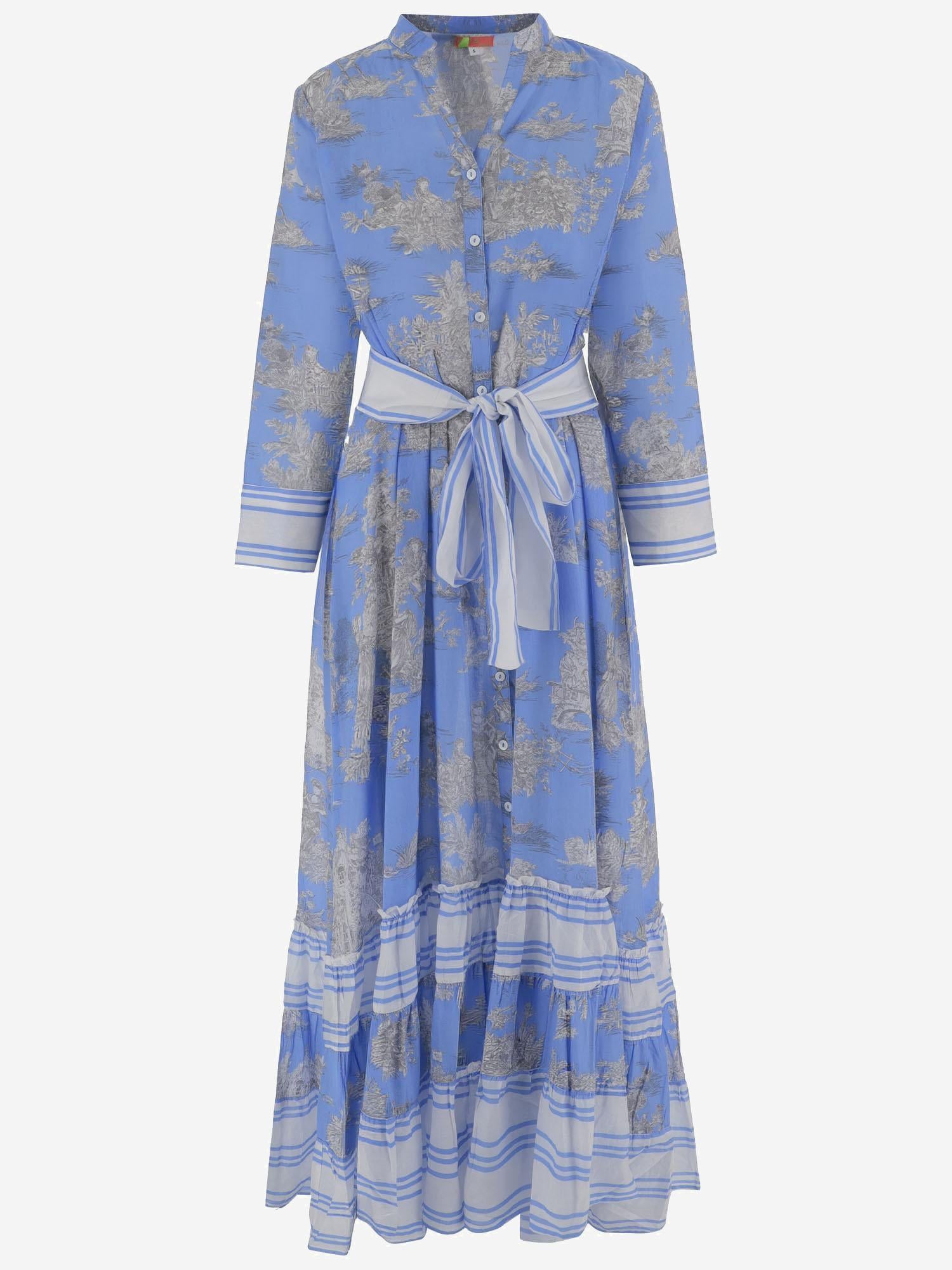 ABITO IN COTONE CON MOTIVO floreale NEWTOILE 03BLUEGREY PEPS CANNES 