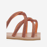 SANDALI IN PELLE CON STRASS TASO ARANCIO KIMA 