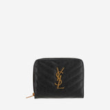 PORTAFOGLIO CASSANDRE IN PELLE GOFFRATA GRAIN DE POUDRE 668288 BOW011000 SAINT LAURENT 