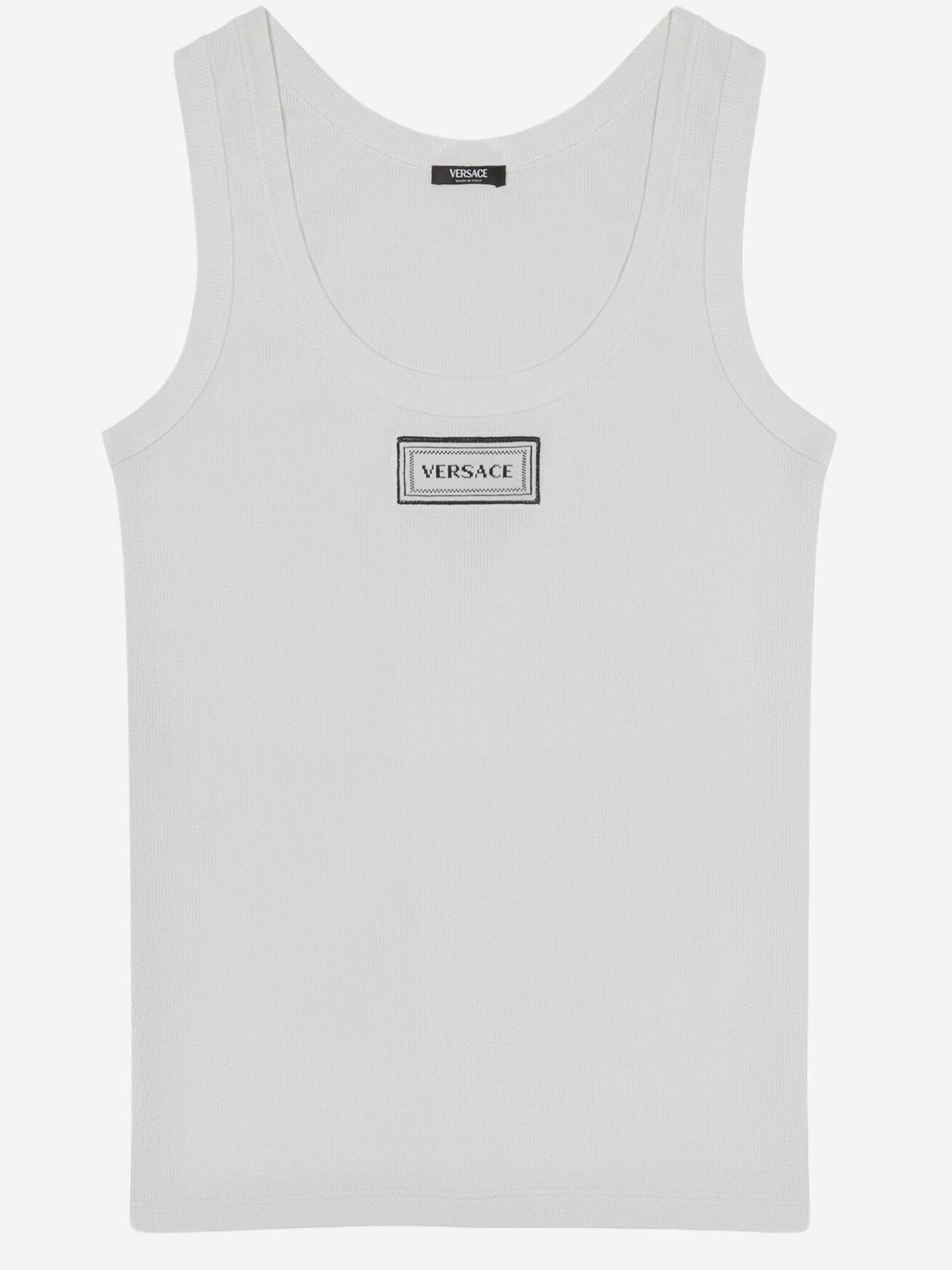 CANOTTA IN COTONE STRETCH CON LOGO 1023210 1A172221W000 VERSACE 