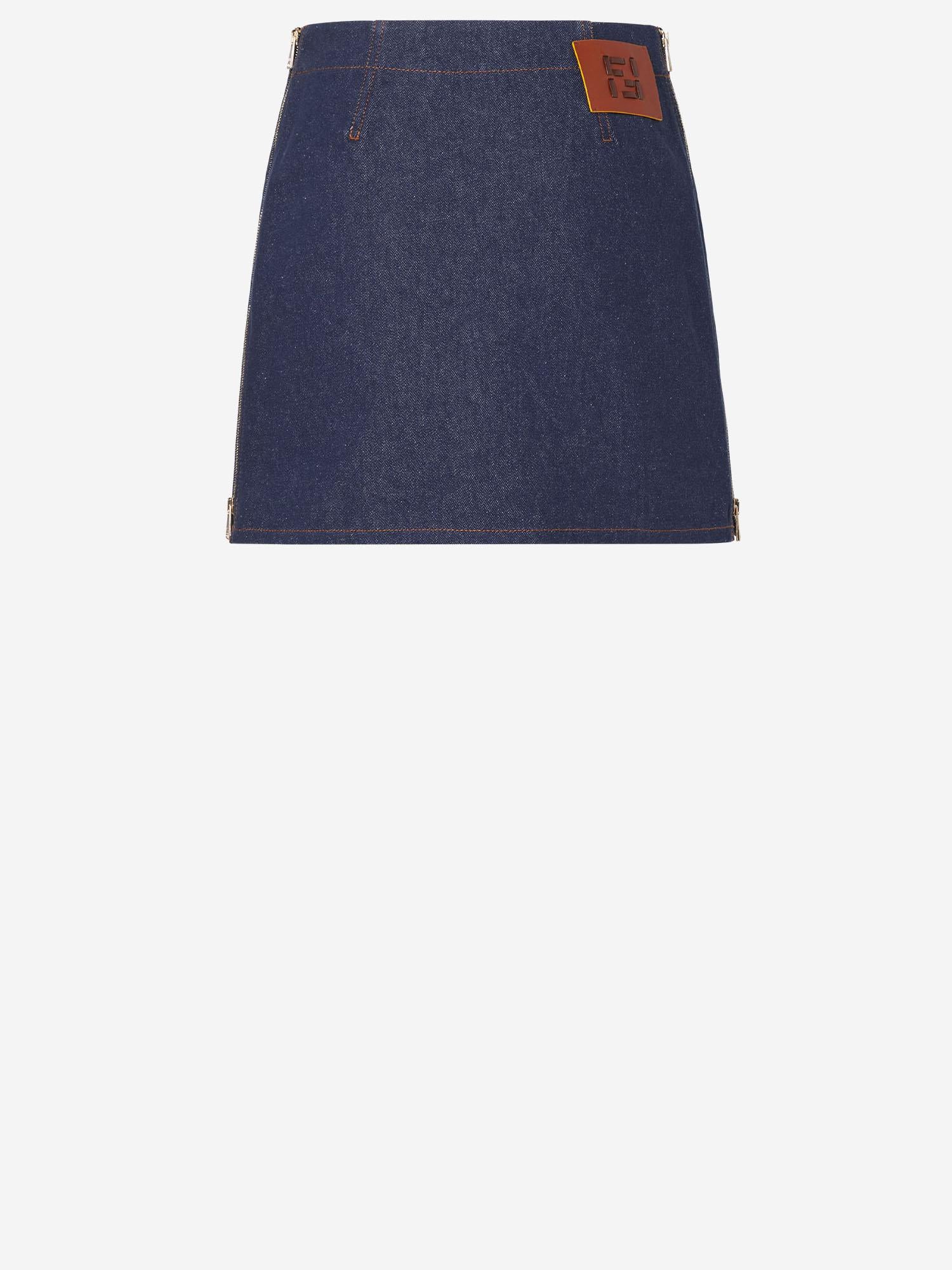 GONNA IN DENIM DI COTONE FLQ608 AOHSF0QB0 FENDI 