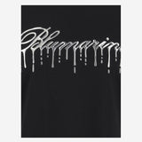 T-SHIRT IN COTONE CON LOGO AD EFFETTO COLATO 4T063A N0990 BLUMARINE 