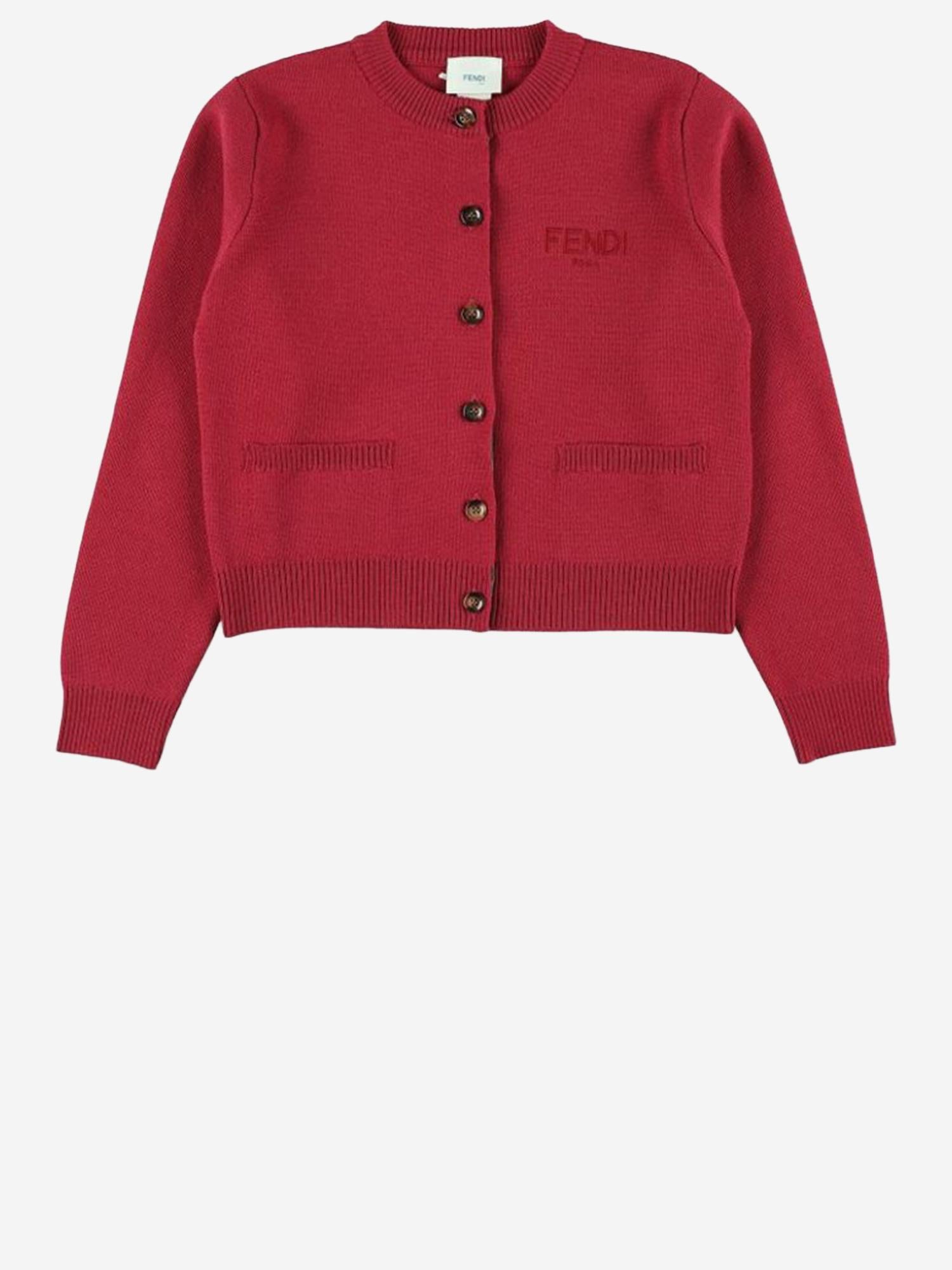 CARDIGAN IN LANA CON LOGO JFG233 AUKUF1SAY FENDI KIDS 