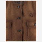 GILET IN PELLE SCAMOSCIATA CERATA MPT318 19MLF0046 MIU MIU 