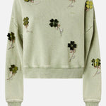 Felpa in cotone con fiori gioiello 106302 A34LU84 PINKO 