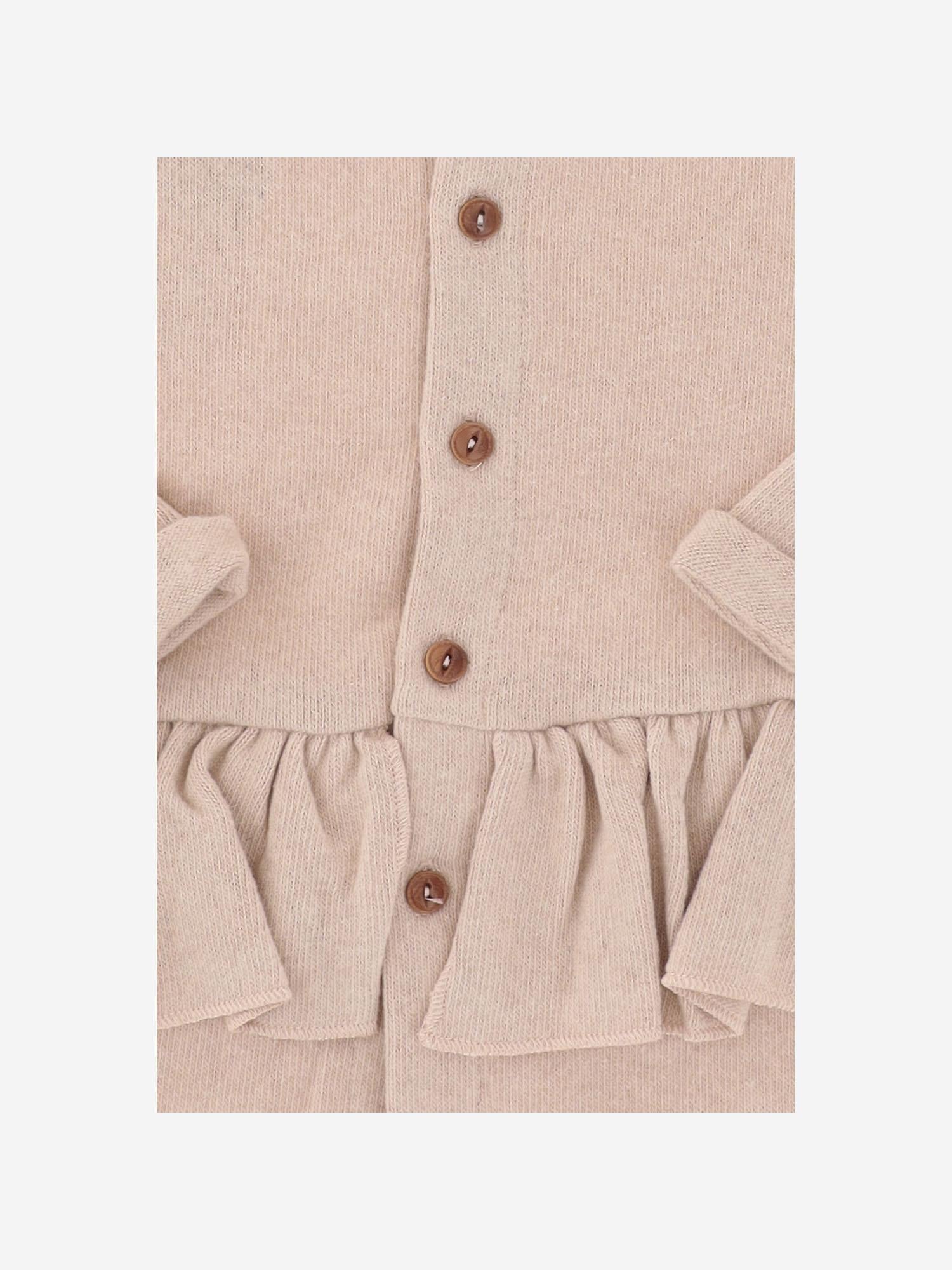 CARDIGAN IN MISTO COTONE STRETCH CON ORLO ARRICCIATO 25W178 NUDE 1+ IN THE FAMILY KIDS 