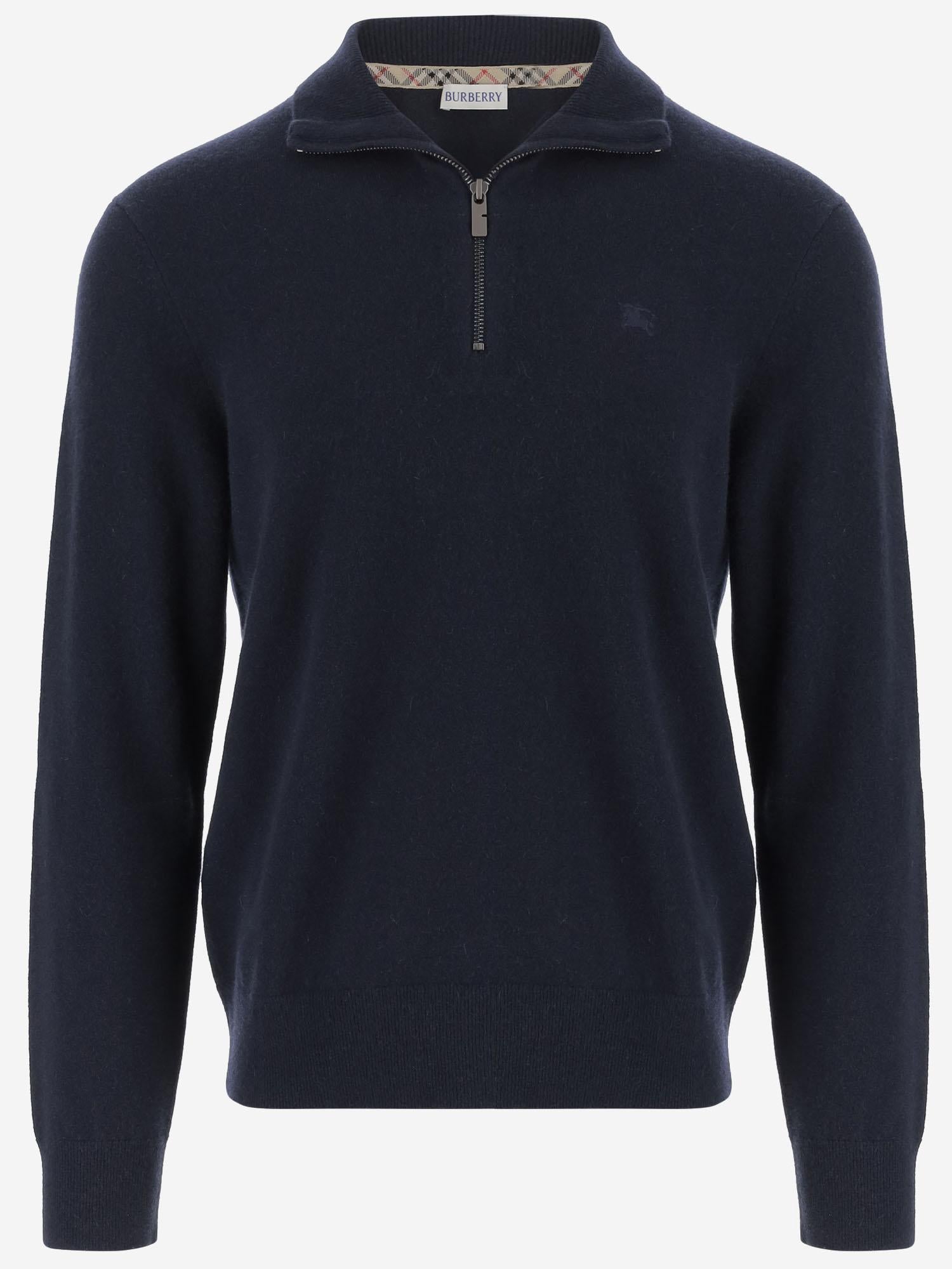 MAGLIONE IN MISTO CASHMERE STRETCH 8112131 NAVY BURBERRY 