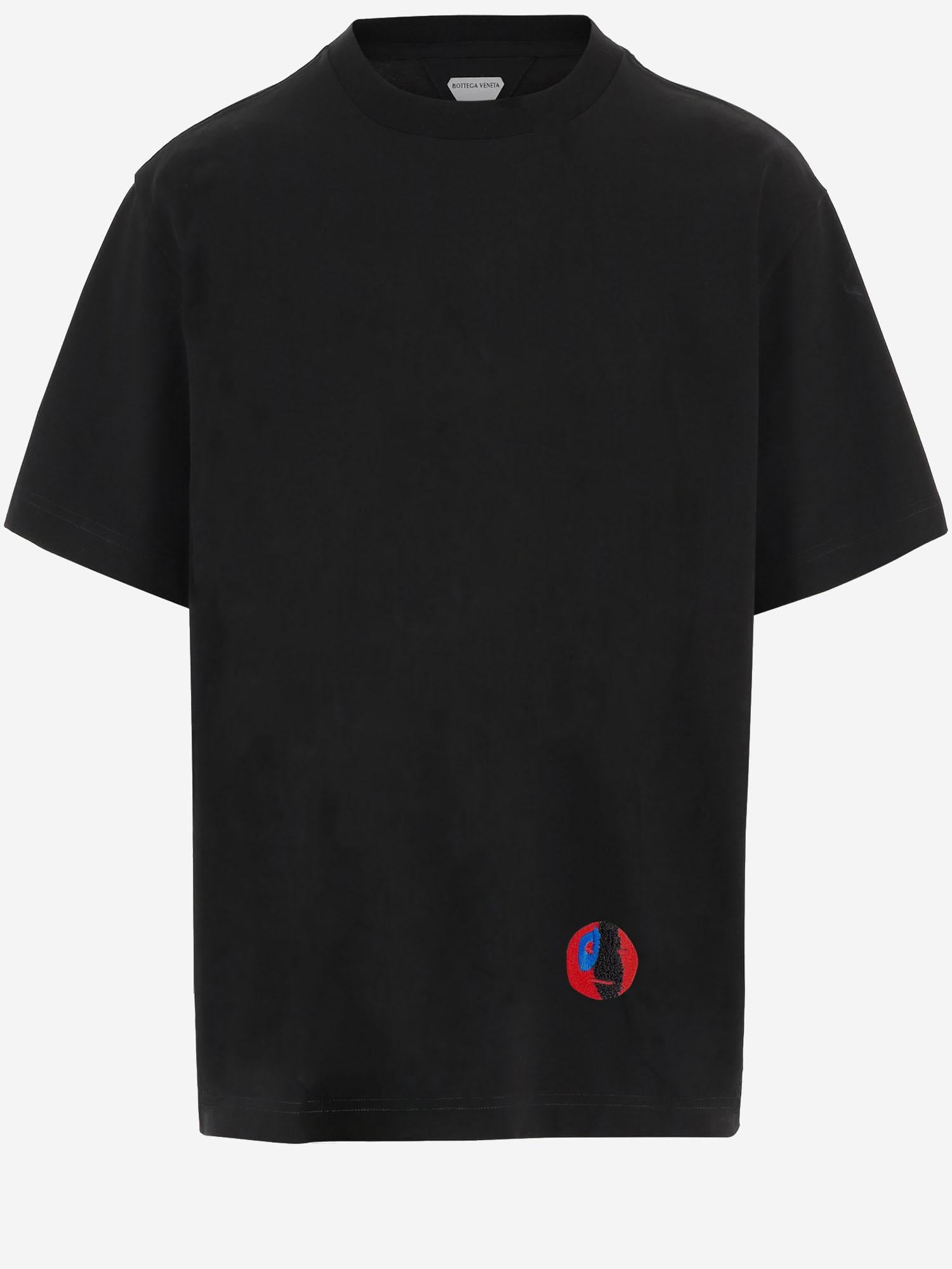 T-SHIRT IN COTON CON RICAMO 864789 V6F401010 BOTTEGA VENETA 