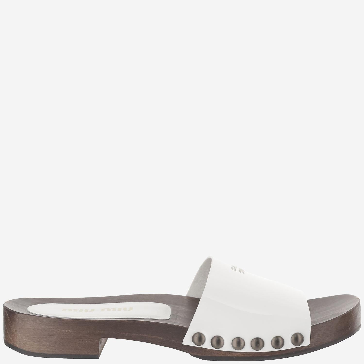 SANDALI IN PELLE CON LOGO 5Z425E 069F0009 MIU MIU 