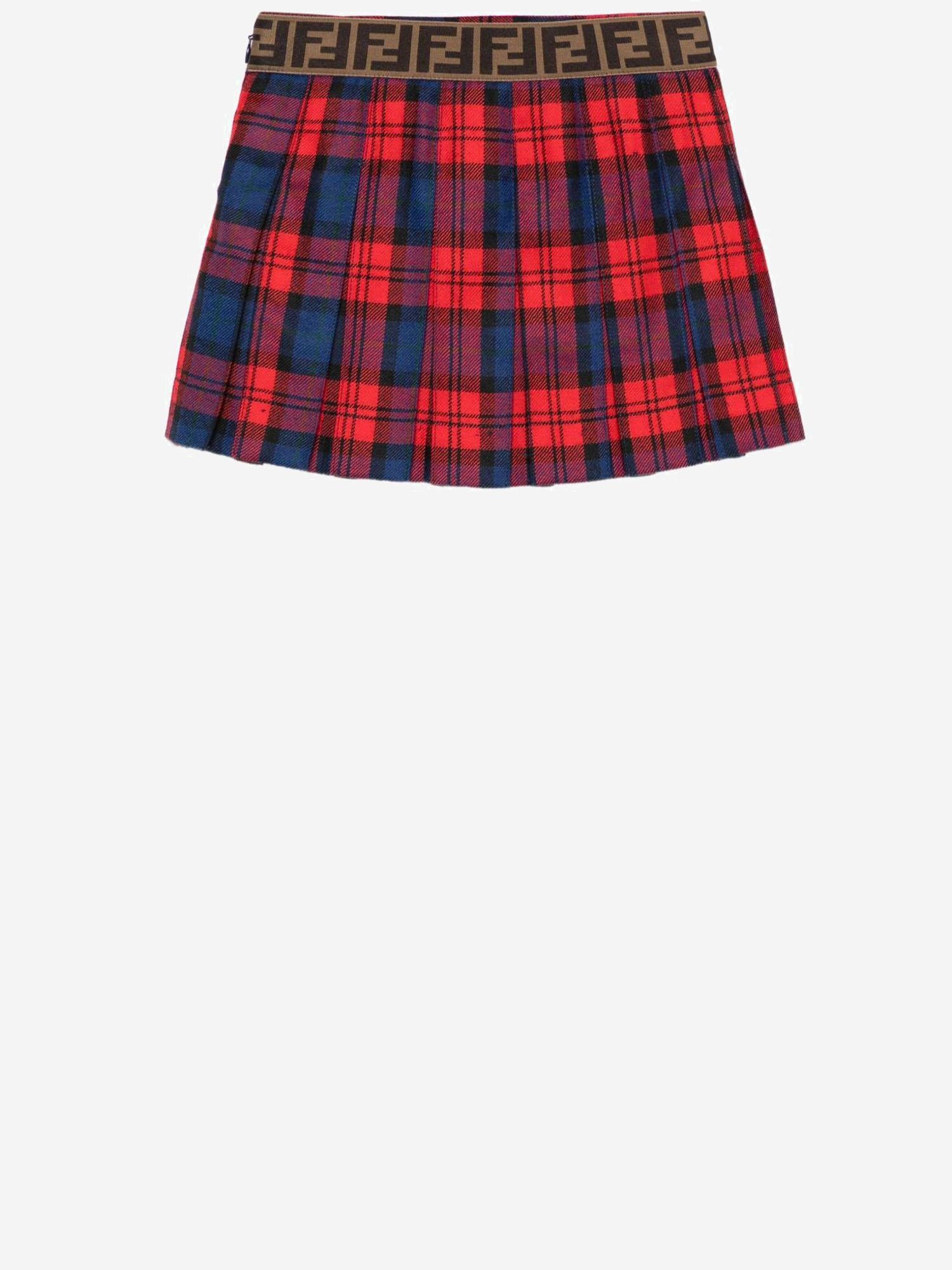 GONNA IN LANA CON MOTIVO CHECK JFE182 AUKJF1SAX FENDI KIDS 