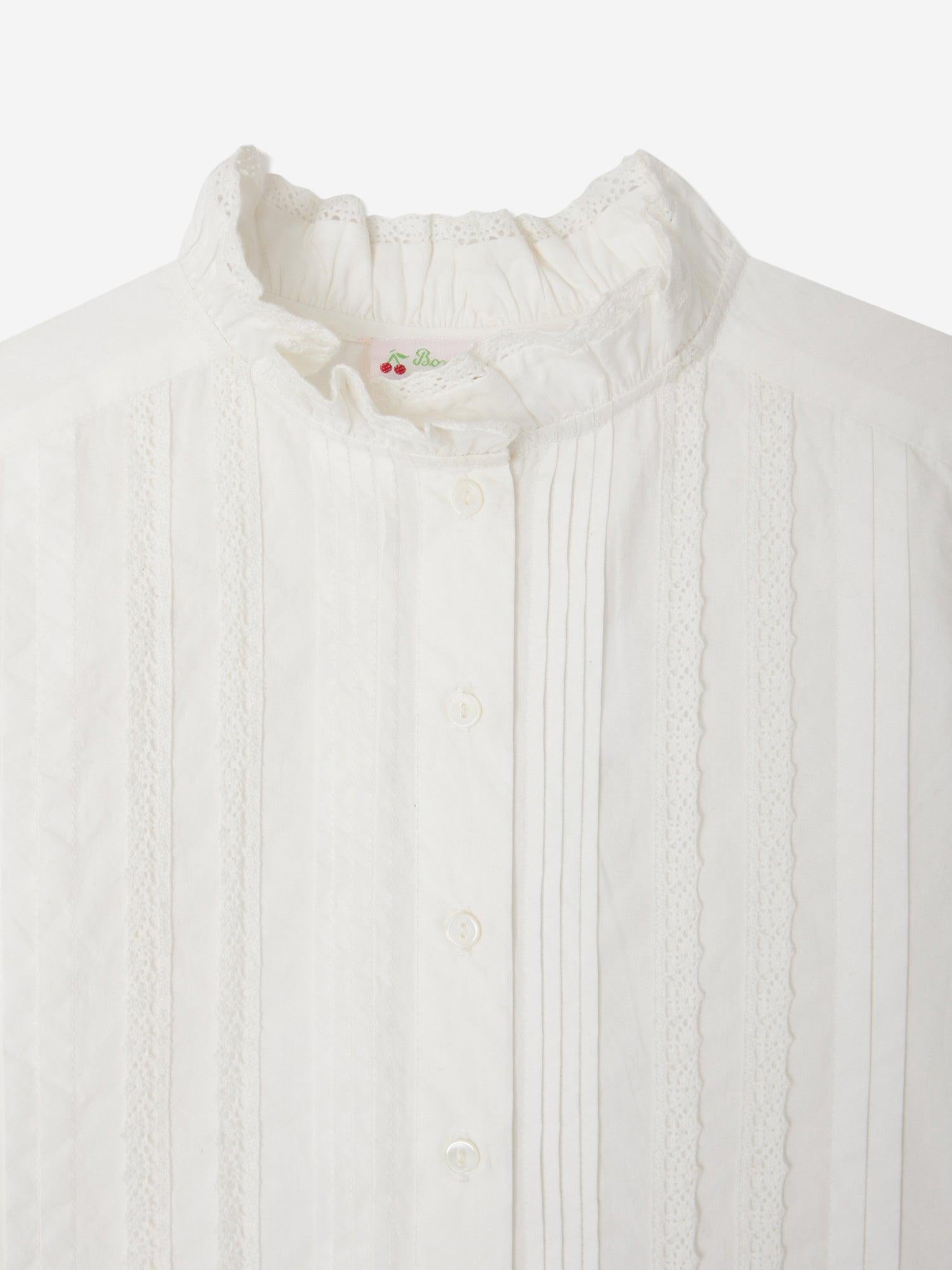 CAMICETTA EMELIA IN COTONE CON PIZZO RICAMATO W05GBLW00008 002 BONPOINT KIDS 