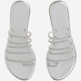 SANDALI IN PELLE CON STRASS KOS SILVER KIMA 