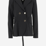 Giacca sartoriale con cintura in lana JA0350103 999B PATOU 