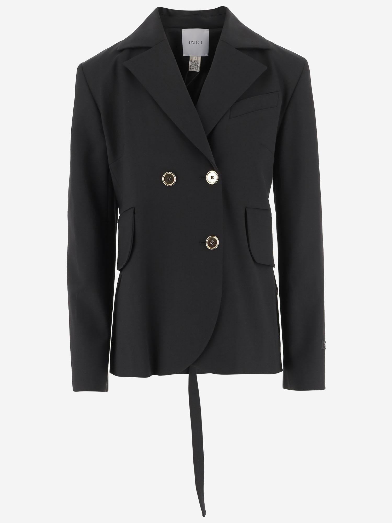 Giacca sartoriale con cintura in lana JA0350103 999B PATOU 