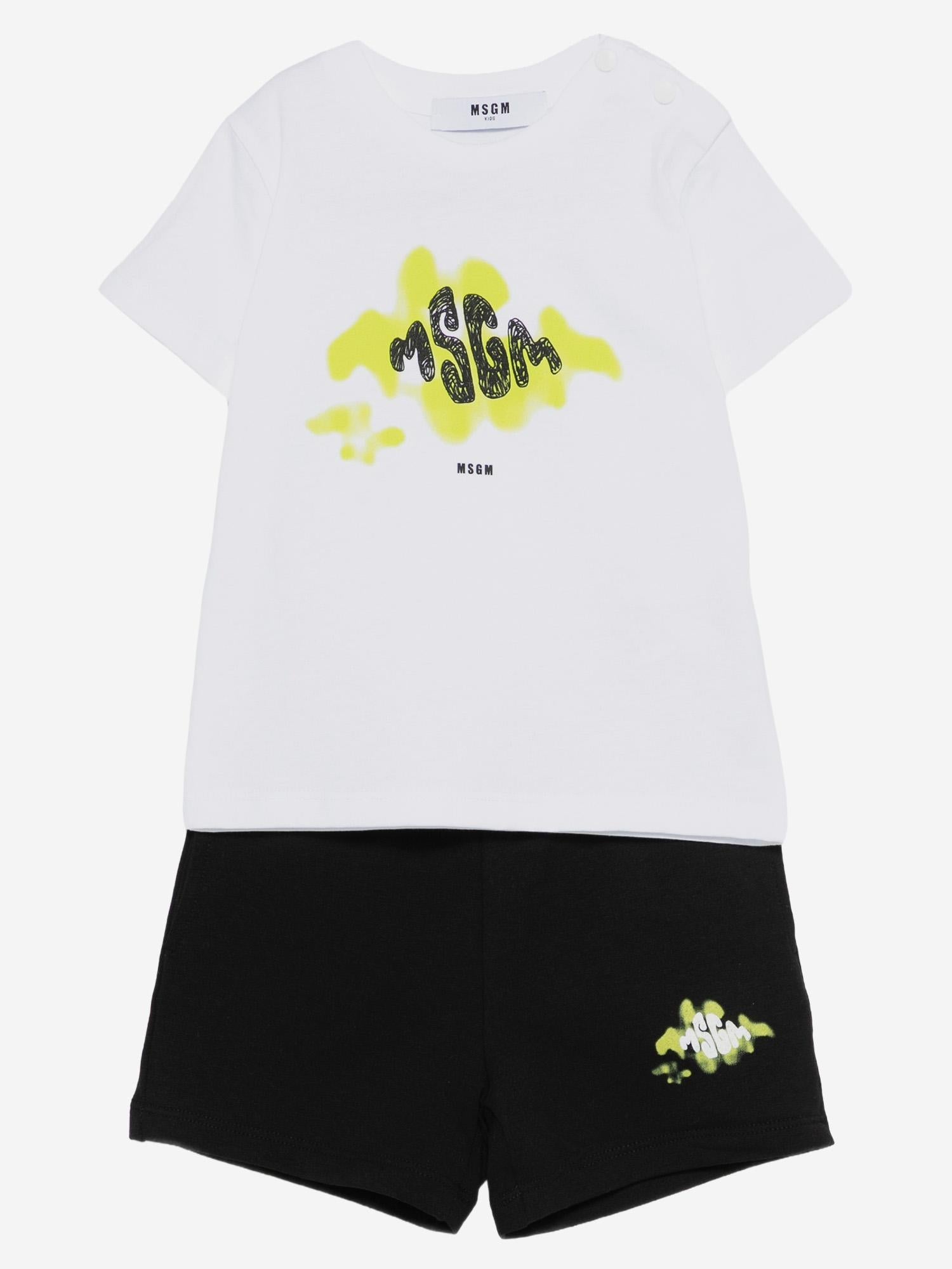 SET DA DUE PEZZI IN COTONE S6MSNBTR272 101 MSGM KIDS 