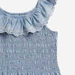 ABITO IN COTONE CON CORPETTO SMOCK E VOLANT 313A11755 001 POLO RALPH LAUREN KIDS 