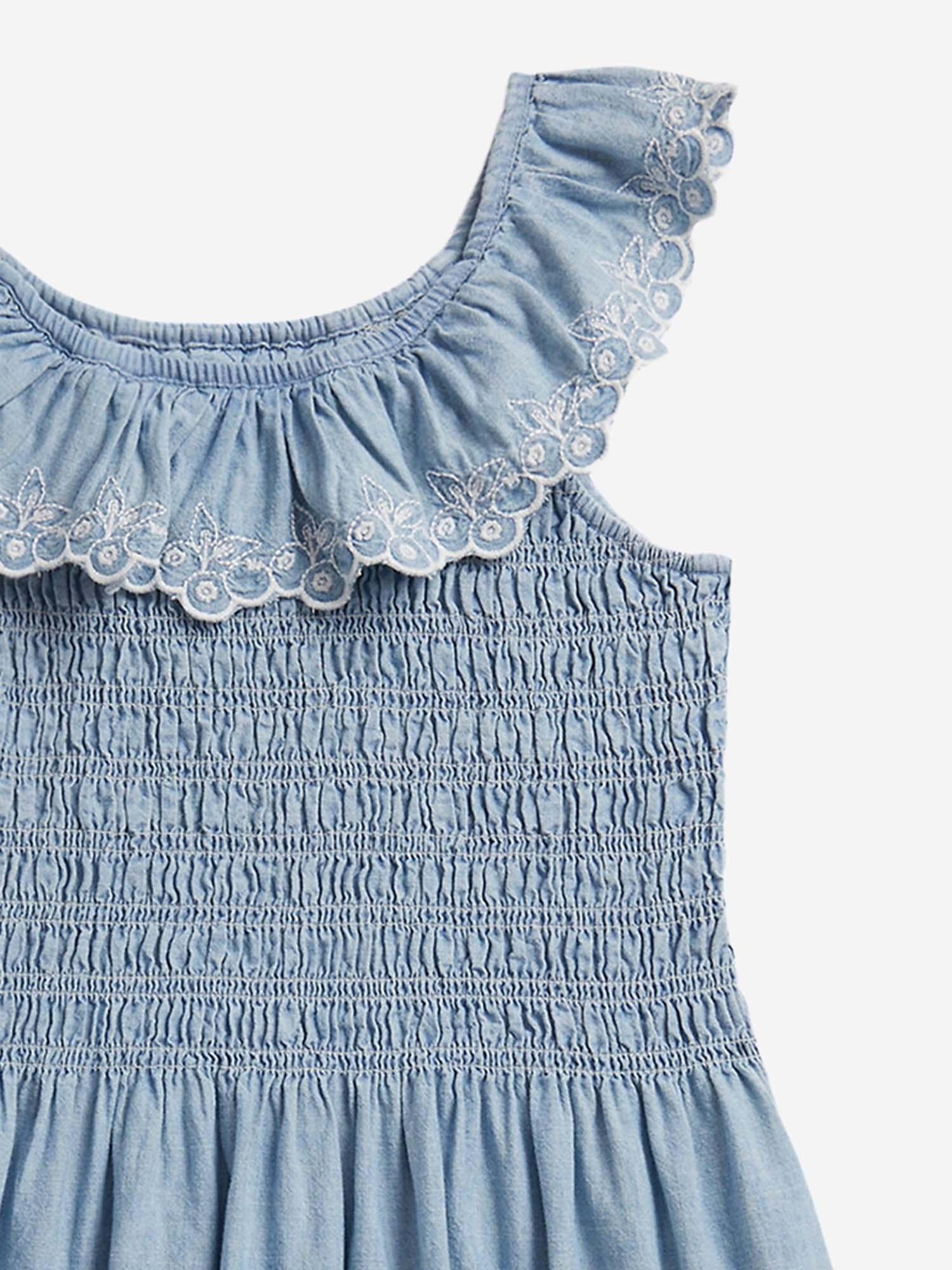 ABITO IN COTONE CON CORPETTO SMOCK E VOLANT 313A11755 001 POLO RALPH LAUREN KIDS 