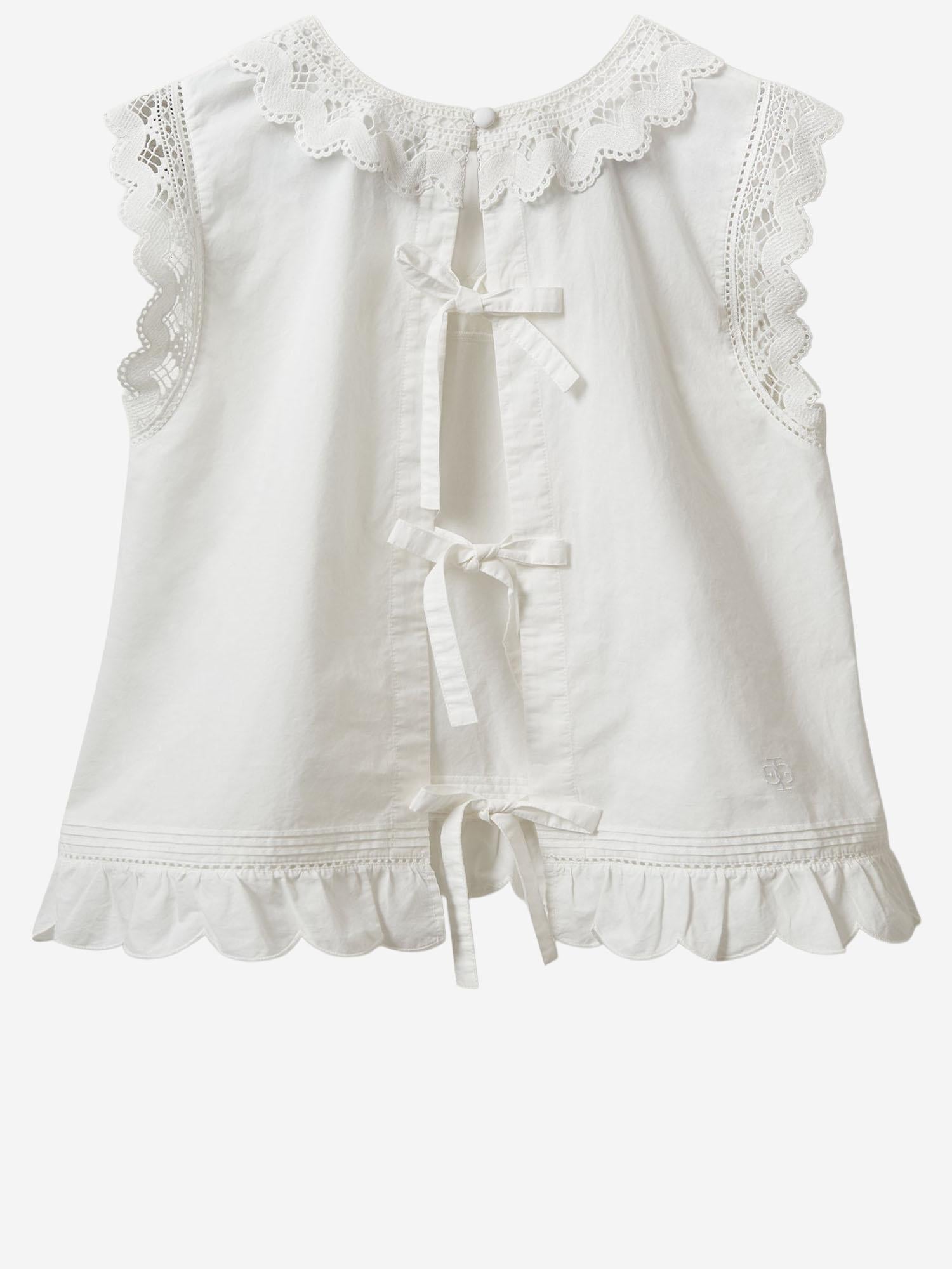 TOP IN COTONE CON INSERTI IN PIZZO 22236 000 THE.GARMENT 