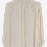 BLUSA OVERSIZE CON VOLANT IN JACQUARD DI SETA CH25WHT40323 107 CHLOE 