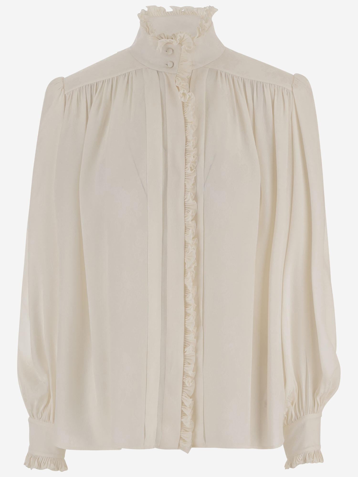 BLUSA OVERSIZE CON VOLANT IN JACQUARD DI SETA CH25WHT40323 107 CHLOE 