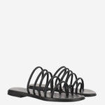 SANDALI IN PELLE CON STRASS KOS NERO OPACO KIMA 