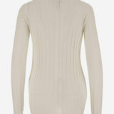 MAGLIA IN LANA E SETA A COSTE 6252K21070 ECRU CARVEN 