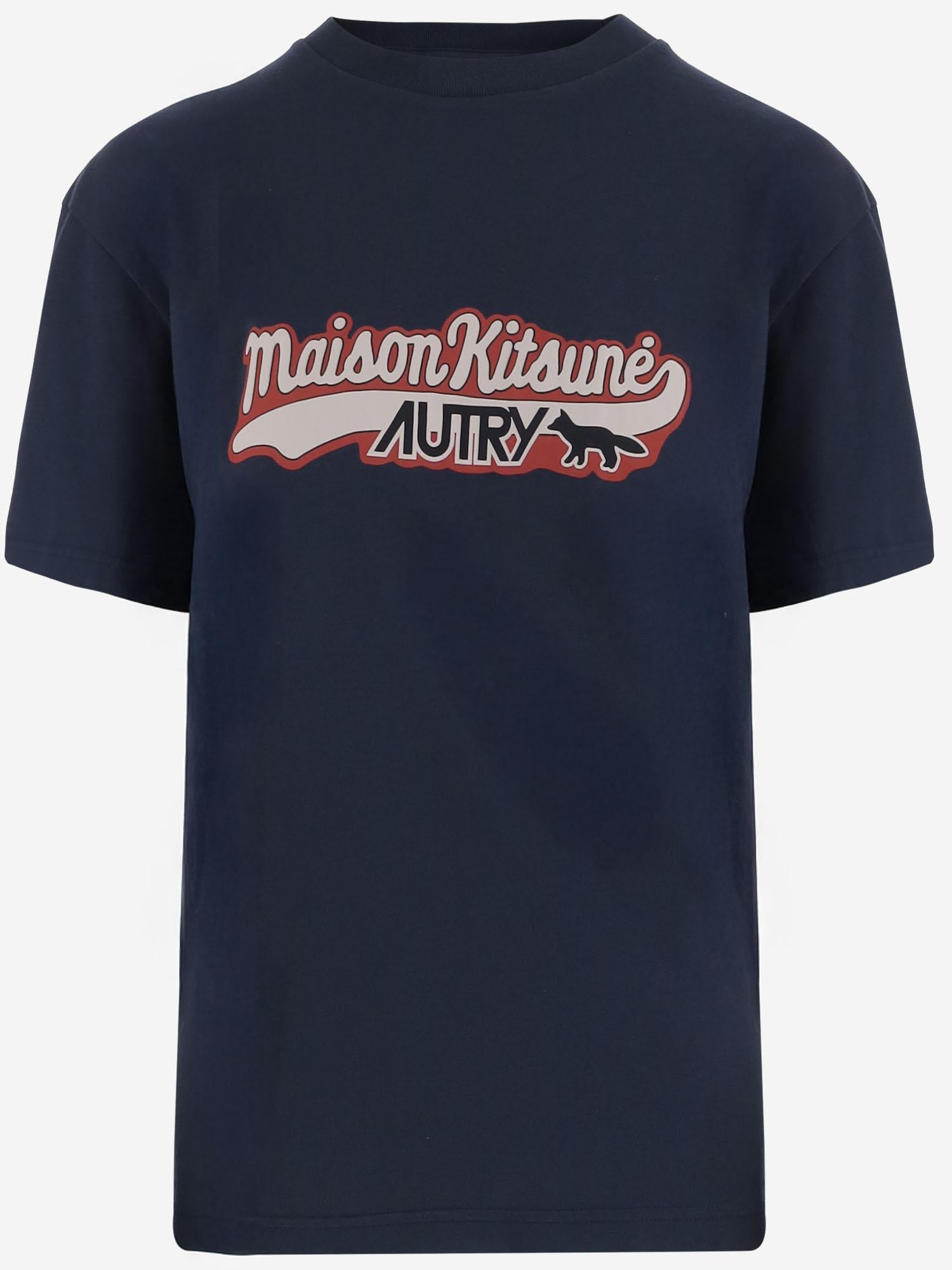 T-SHIRT IN COTONE AUTRY X MAISON KITSUNE TSPXMK2B BLUE AUTRY 
