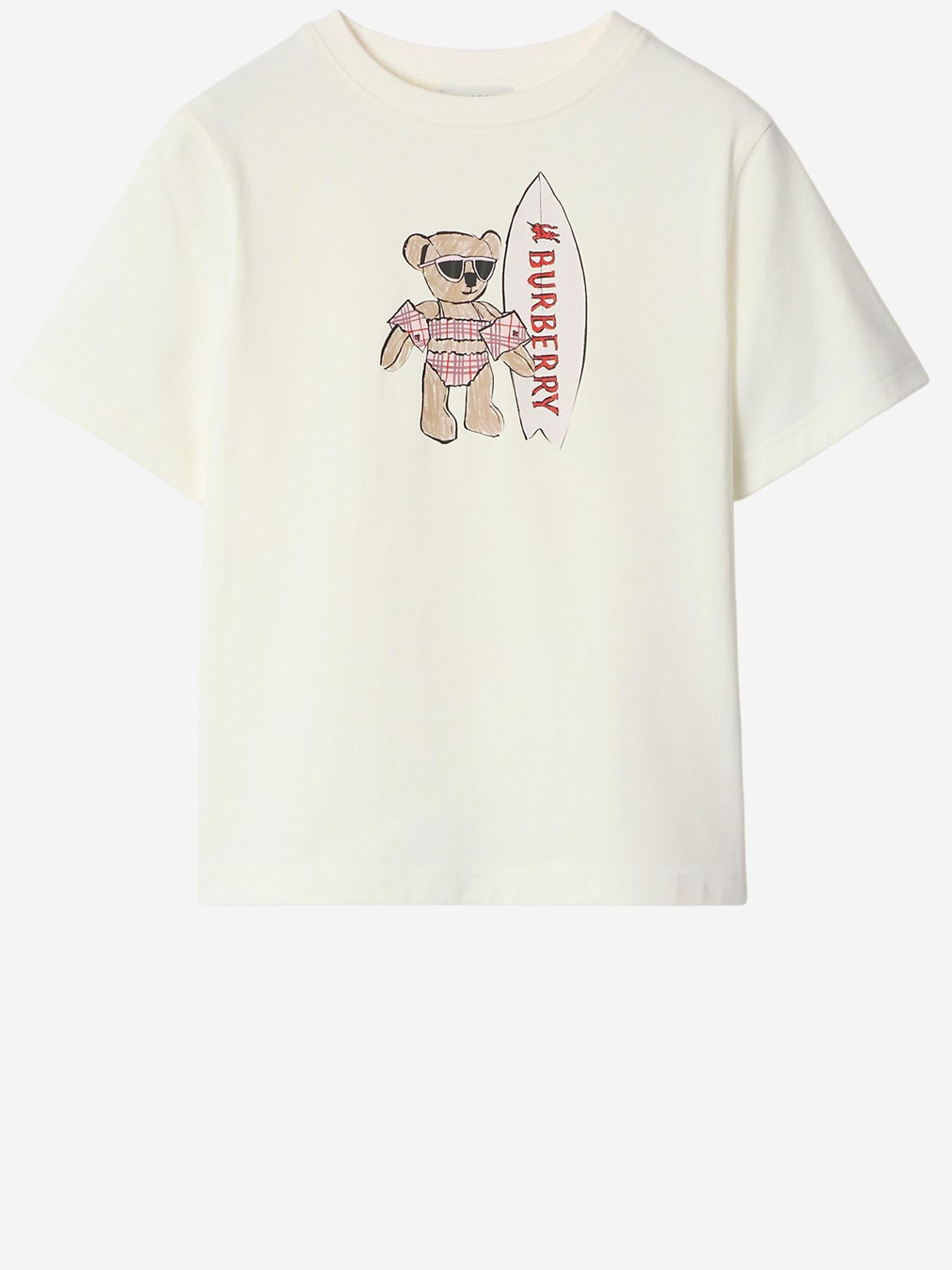 T-SHIRT IN COTONE CON STAMPA 8117541 CHALKWHITE BURBERRY KIDS 