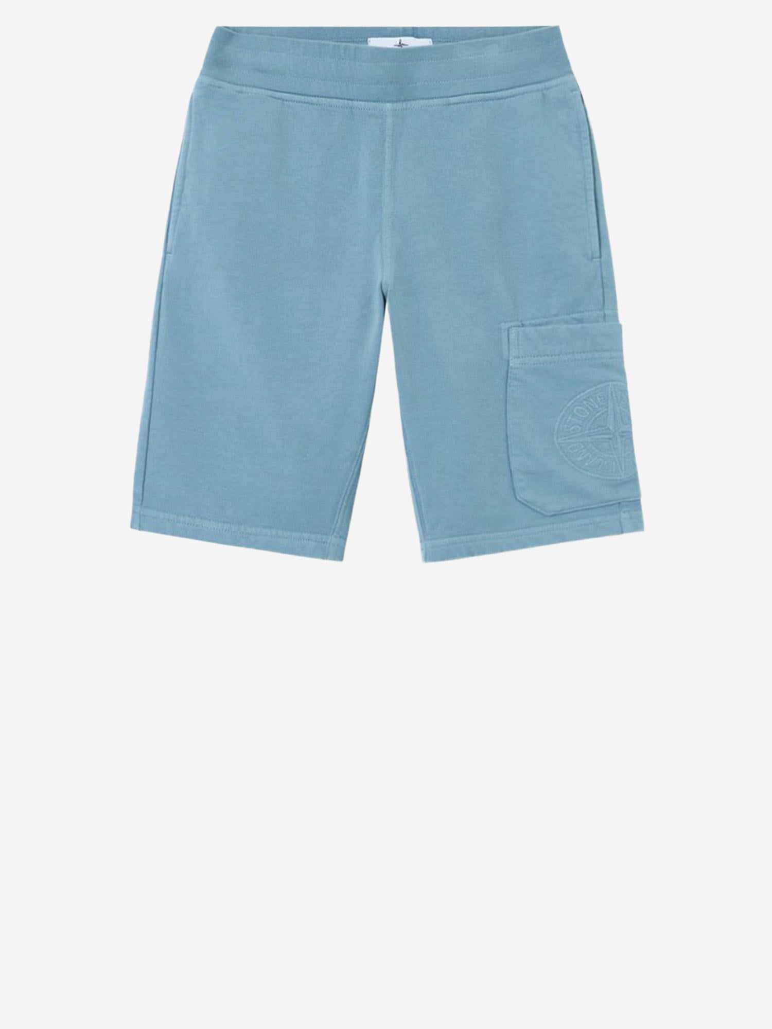PANTALONI CORTI IN COTONE CON RICAMO LOGO 6200002 S0040V004A STONE ISLAND KIDS 