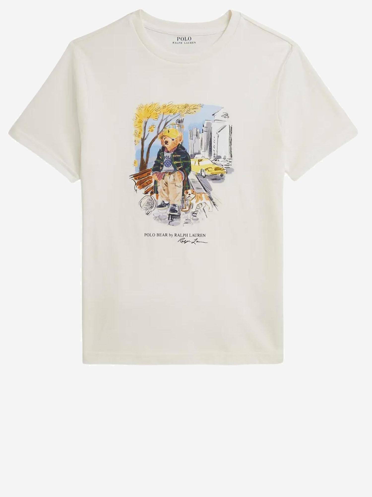 T-SHIRT IN COTONE CON STAMPA POLO BEAR 323979493 001 POLO RALPH LAUREN KIDS 