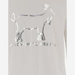 T-SHIRT FOLLOWING YONDER STAR<BR/>IN COTONE STRETCH BIANCO SILVER BINI SILVIA 