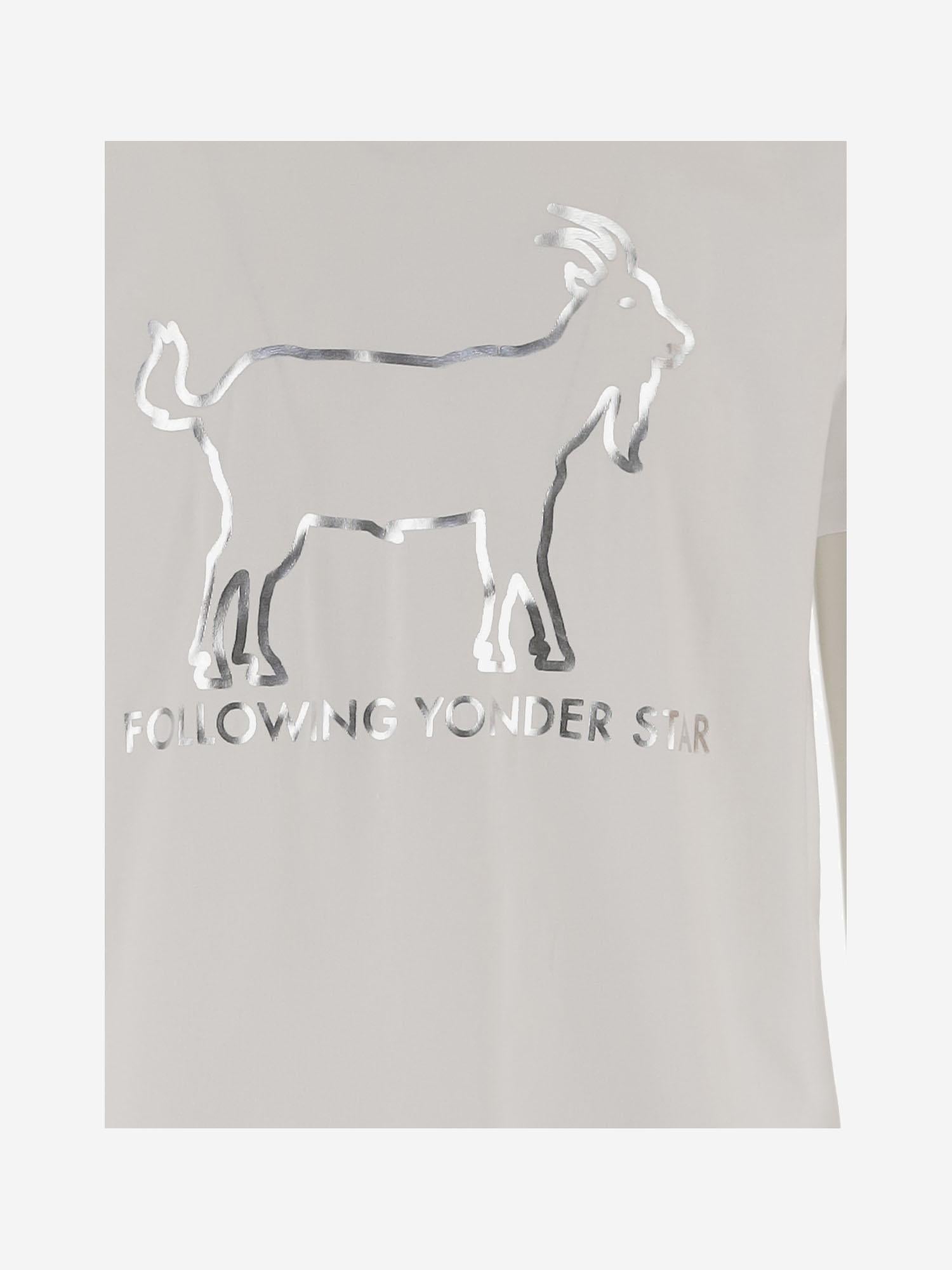 T-SHIRT FOLLOWING YONDER STAR<BR/>IN COTONE STRETCH BIANCO SILVER BINI SILVIA 