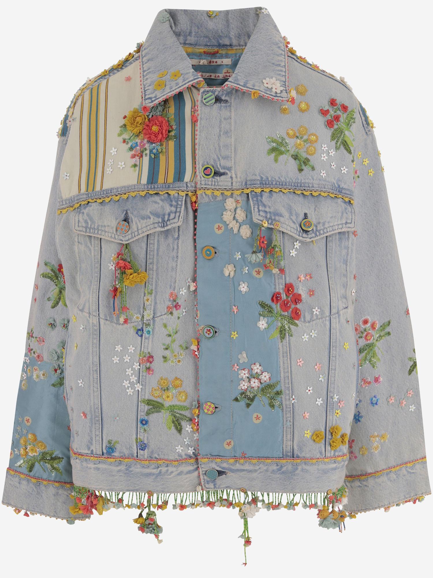 GIACCA IN DENIM CON RICAMI FLOREALI BDNO52 DENIM PERO 