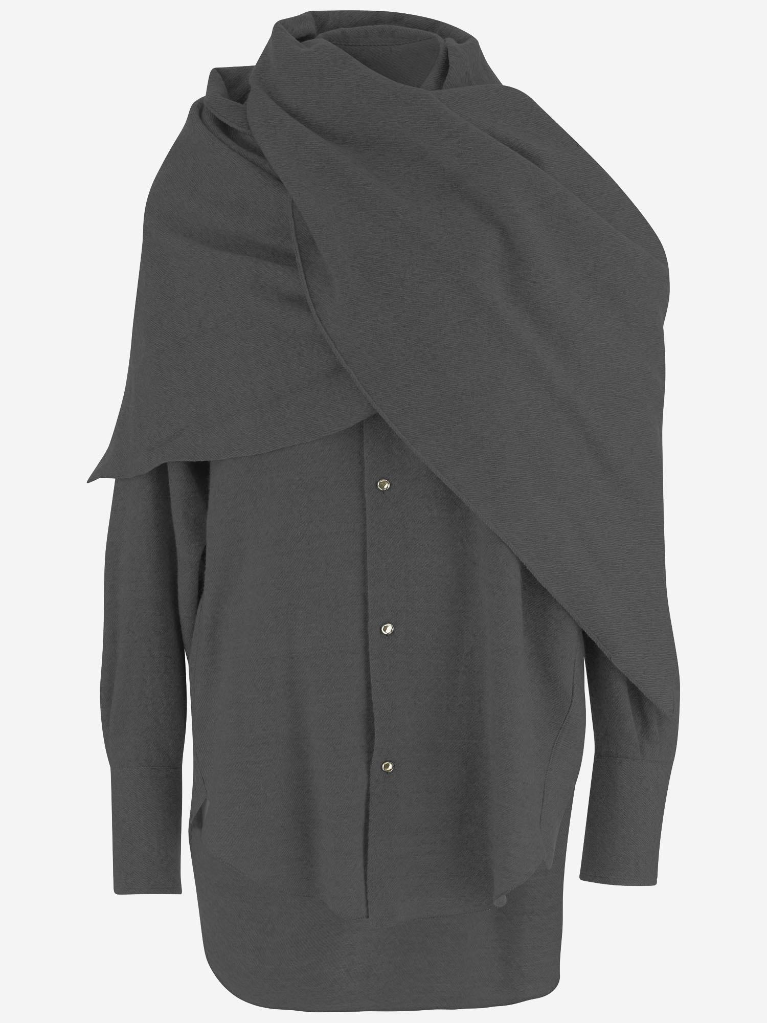 CAMICIA IN LANA CON SCIALLE COORDINATO WSH24 FAW260074 DARKPARK 