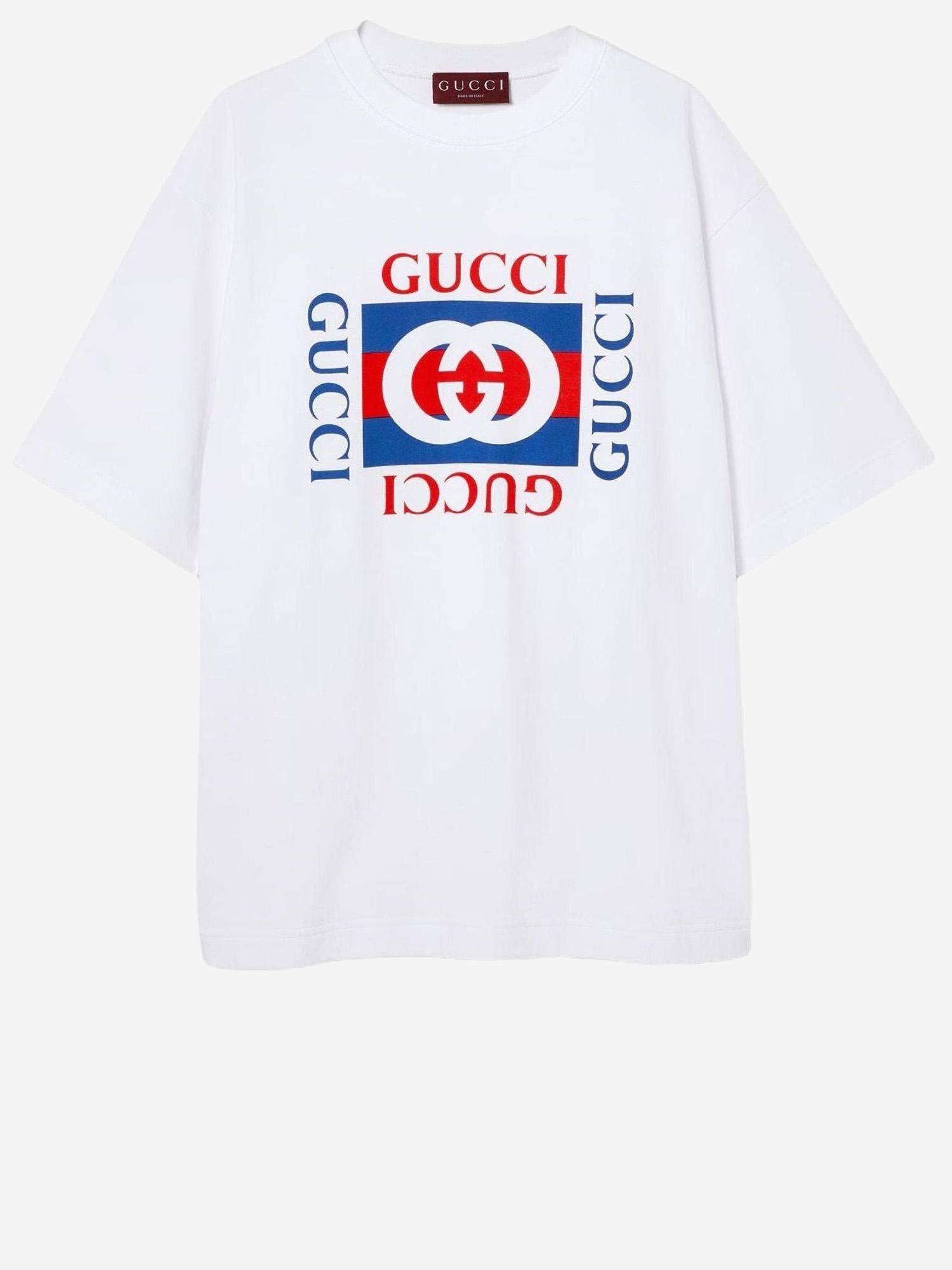 T-SHIRT IN COTONE CON STAMPA LOGO 784361 XJGKA9074 GUCCI 