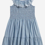 ABITO IN COTONE CON CORPETTO SMOCK E VOLANT 313A11755 001 POLO RALPH LAUREN KIDS 