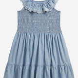 ABITO IN COTONE CON CORPETTO SMOCK E VOLANT 313A11755 001 POLO RALPH LAUREN KIDS 