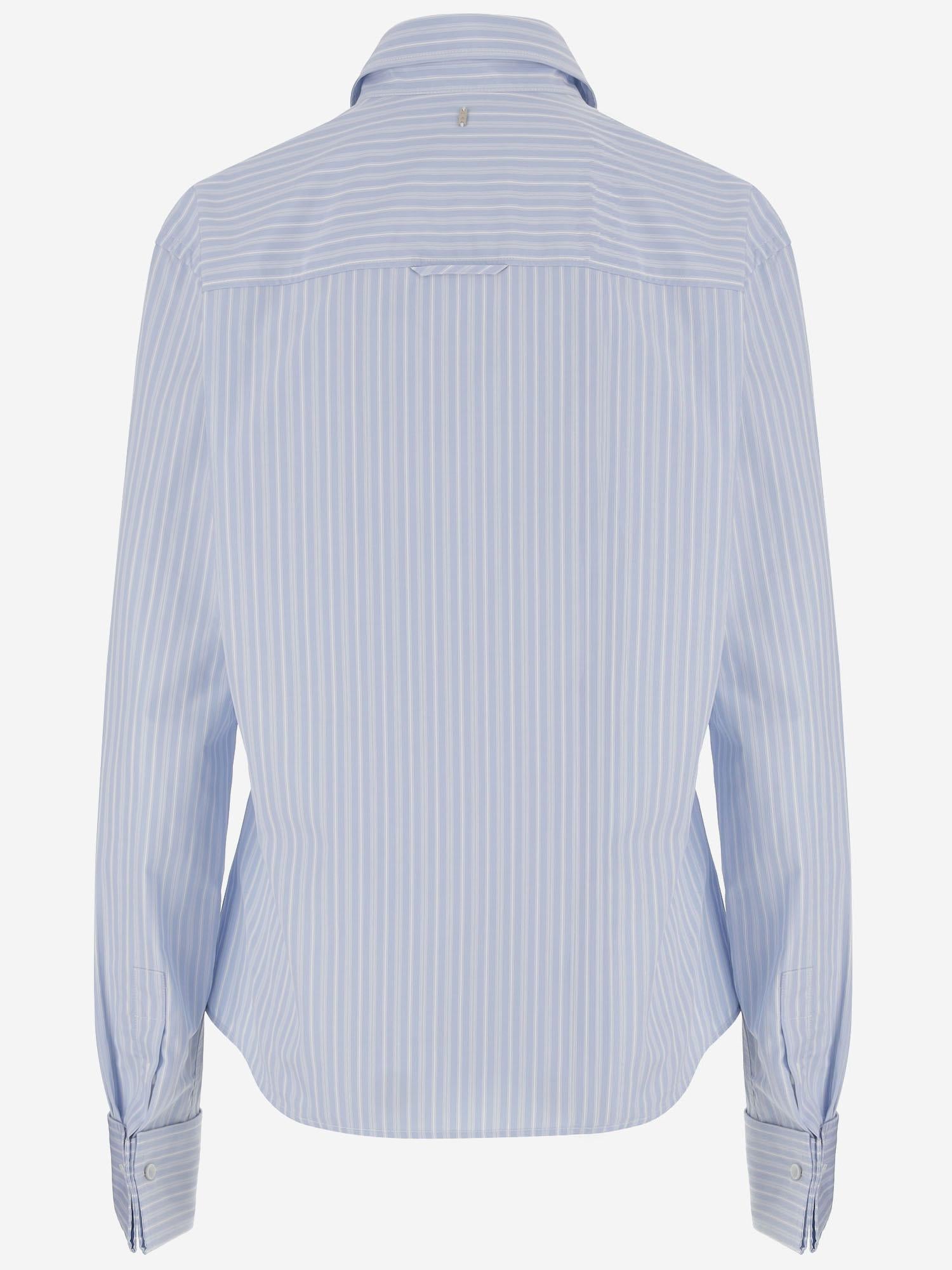 Camicia in cotone con jabot a righe FSH821CO0219 4844 AMI 