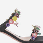 SANDALI VITTORIA CON APPLICAZIONI FLOREALI VITTORIASLIPPER 55BLACKMULTICOLOR AMINA MUADDI 