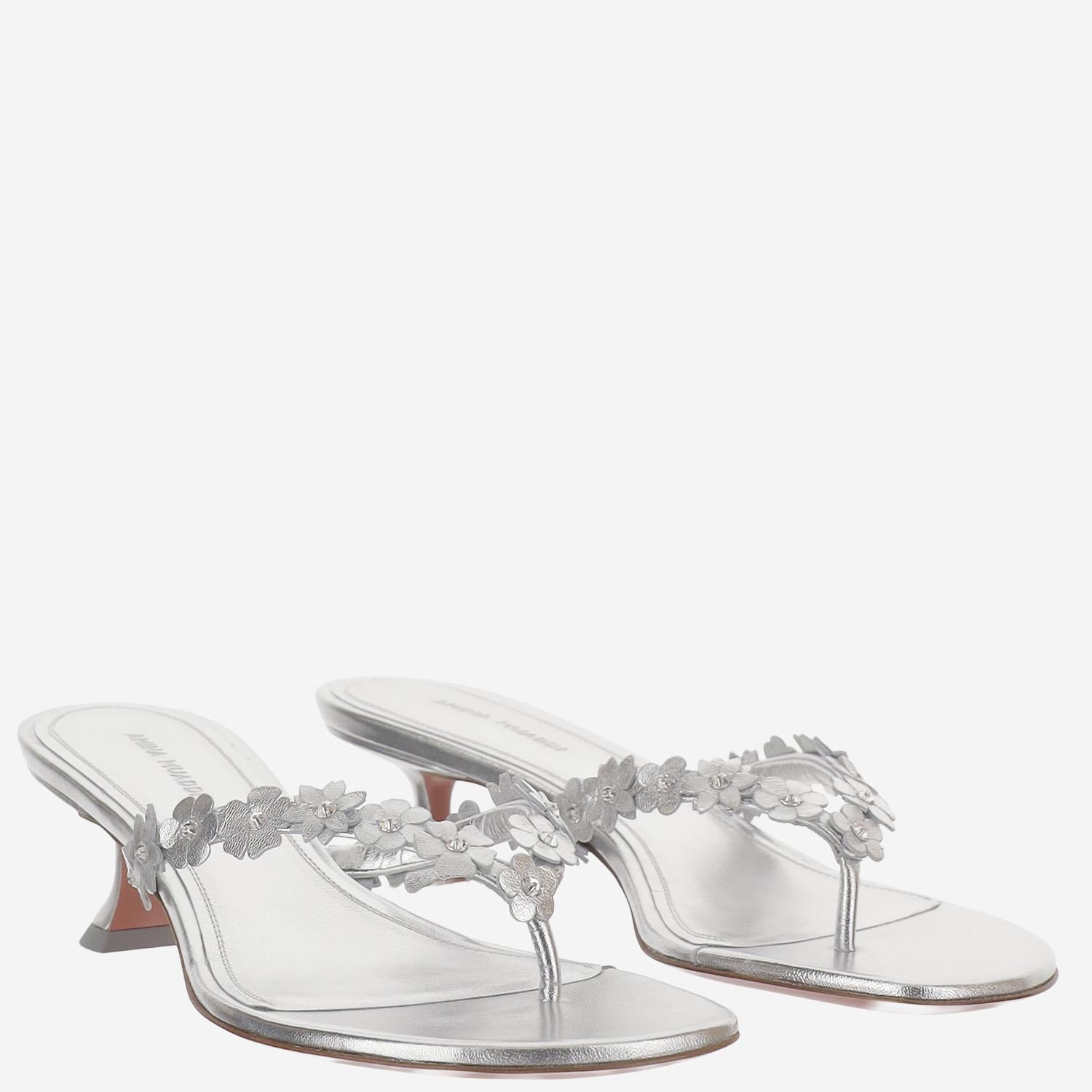 Sandali Janis in pelle JANISTHONG 45SILVERWHITE AMINA MUADDI 